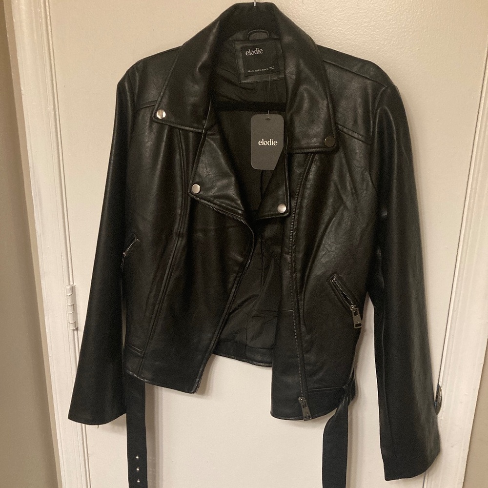 Elodie Faux Leather Jacket, Women's, Black, XL